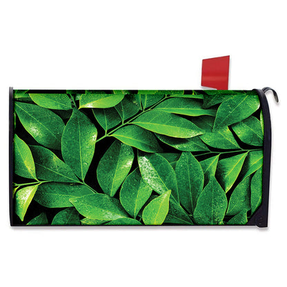 Fresh Green Leaf Print Mailbox Cover