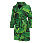 Fresh Green Leaf Print Men's Bathrobe