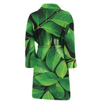 Fresh Green Leaf Print Men's Bathrobe