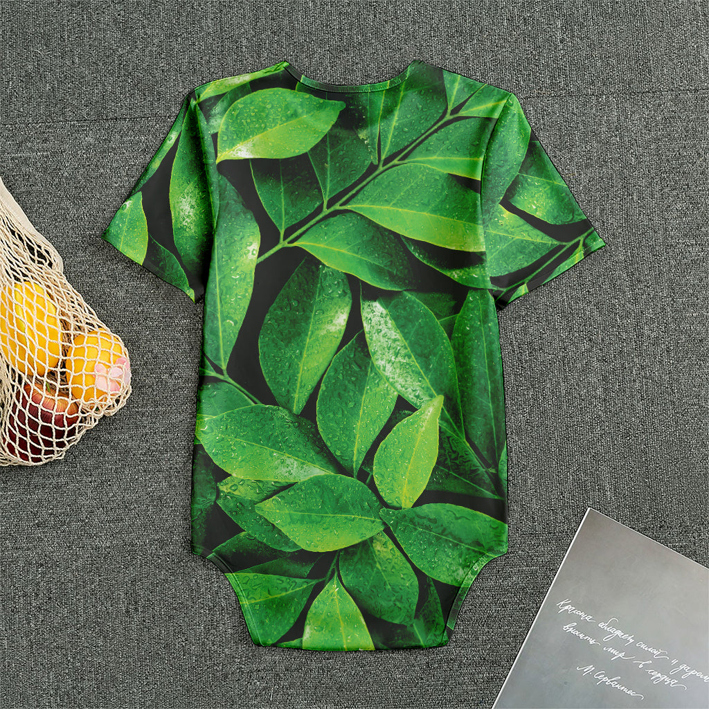 Fresh Green Leaf Print Men's Bodysuit