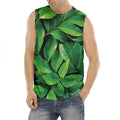 Fresh Green Leaf Print Men's Fitness Tank Top