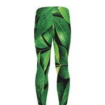 Fresh Green Leaf Print Men's leggings