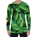 Fresh Green Leaf Print Men's Long Sleeve T-Shirt