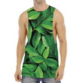 Fresh Green Leaf Print Men's Muscle Tank Top