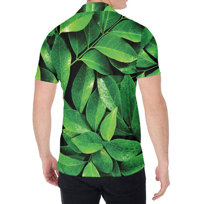 Fresh Green Leaf Print Men's Shirt