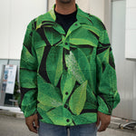 Fresh Green Leaf Print Men's Shirt Jacket