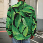Fresh Green Leaf Print Men's Shirt Jacket