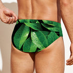 Fresh Green Leaf Print Men's Swim Briefs