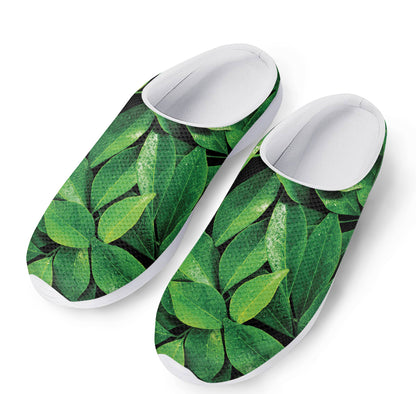 Fresh Green Leaf Print Mesh Casual Shoes