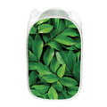 Fresh Green Leaf Print Mesh Laundry Hamper