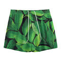 Fresh Green Leaf Print Mesh Shorts