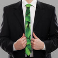 Fresh Green Leaf Print Necktie