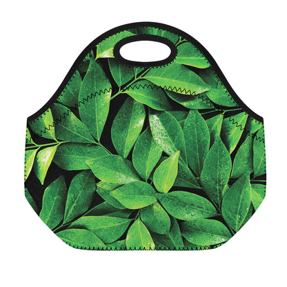 Fresh Green Leaf Print Neoprene Lunch Bag