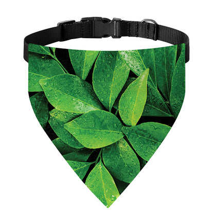 Fresh Green Leaf Print Over The Collar Dog Bandana