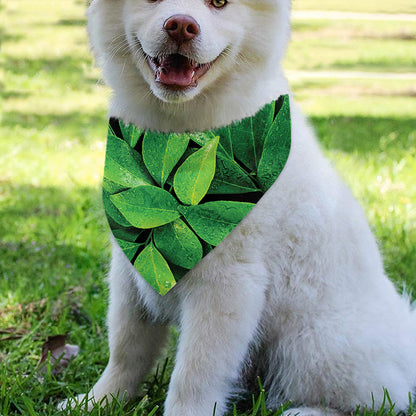 Fresh Green Leaf Print Over The Collar Dog Bandana
