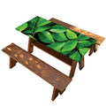 Fresh Green Leaf Print Picnic Table Cover