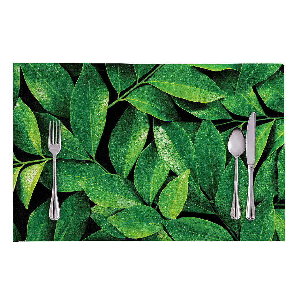 Fresh Green Leaf Print Placemat