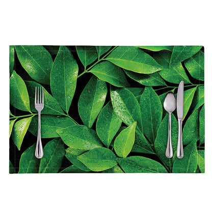 Fresh Green Leaf Print Placemat