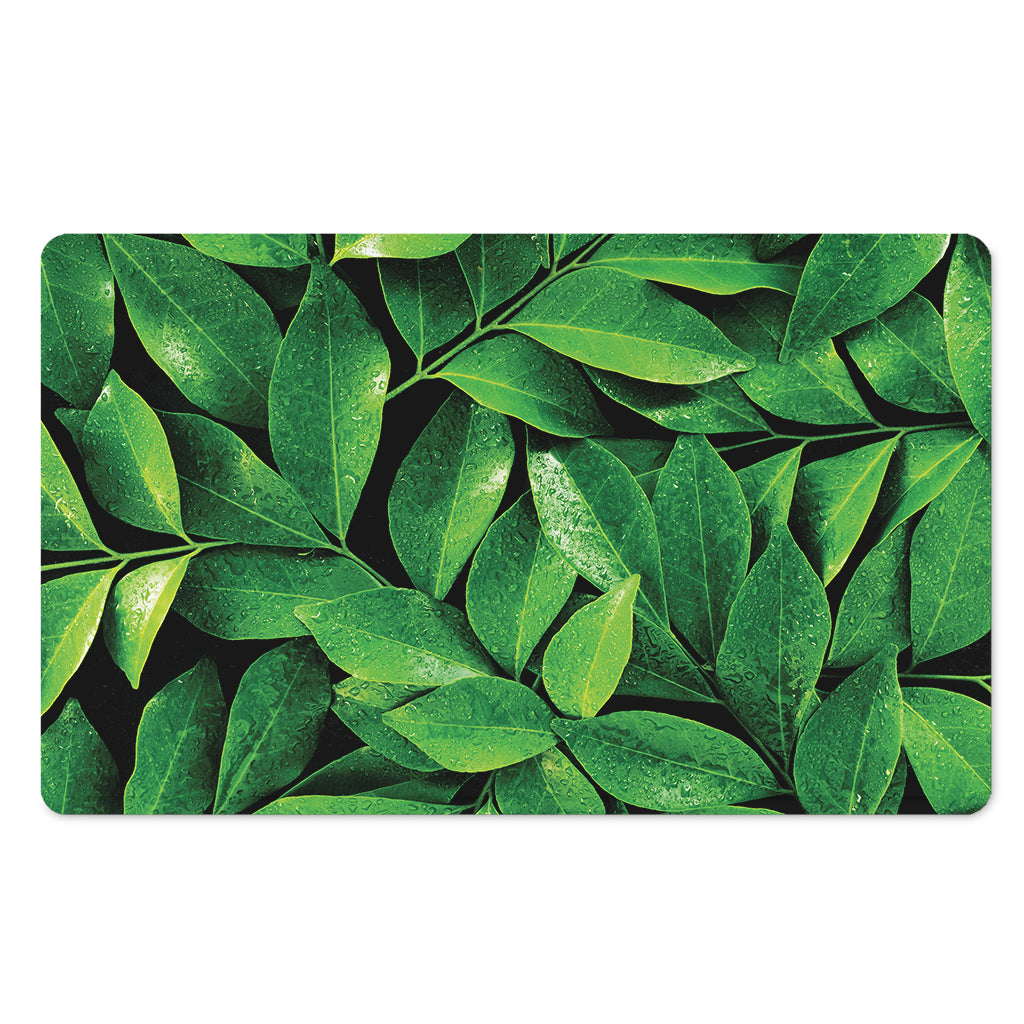 Fresh Green Leaf Print Polyester Doormat