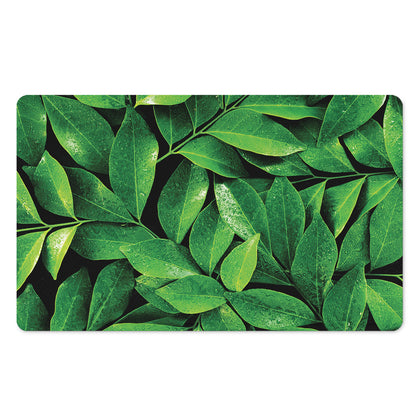 Fresh Green Leaf Print Polyester Doormat