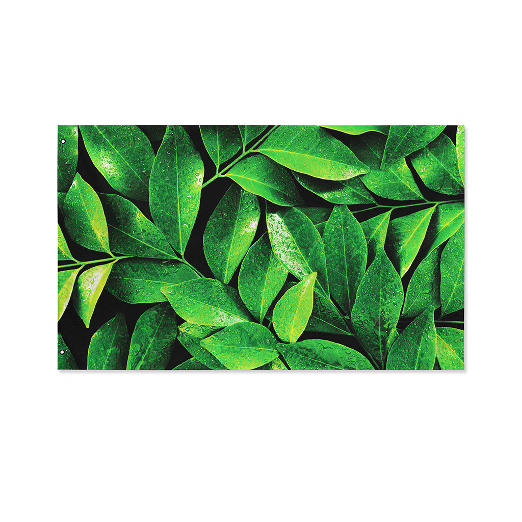 Fresh Green Leaf Print Polyester Flag