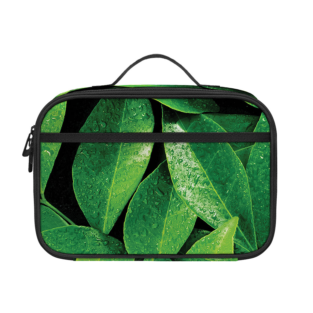 Fresh Green Leaf Print Portable Lunch Bag