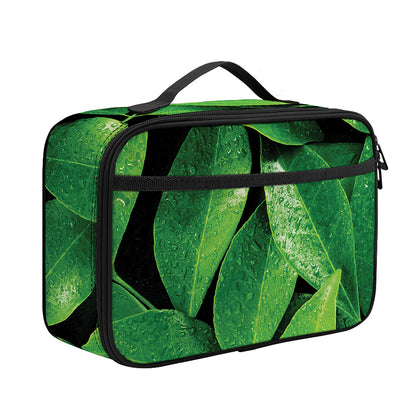 Fresh Green Leaf Print Portable Lunch Bag