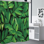 Fresh Green Leaf Print Premium Shower Curtain