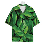 Fresh Green Leaf Print Rayon Hawaiian Shirt