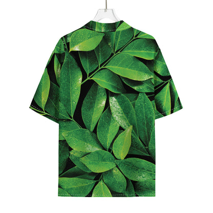 Fresh Green Leaf Print Rayon Hawaiian Shirt
