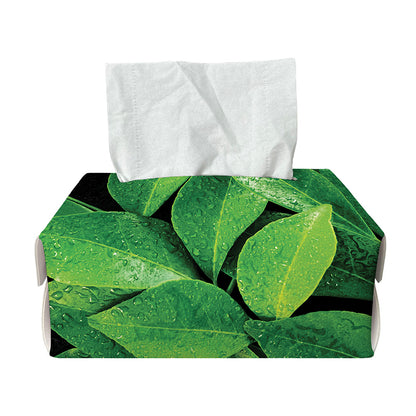Fresh Green Leaf Print Rectangle Tissue Box Cover