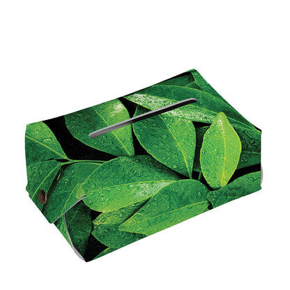 Fresh Green Leaf Print Rectangle Tissue Box Cover