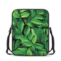Fresh Green Leaf Print Rectangular Crossbody Bag