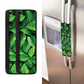 Fresh Green Leaf Print Refrigerator Handle Covers