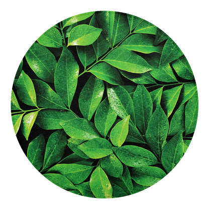 Fresh Green Leaf Print Round Blanket
