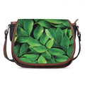 Fresh Green Leaf Print Saddle Bag