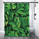 Fresh Green Leaf Print Shower Curtain