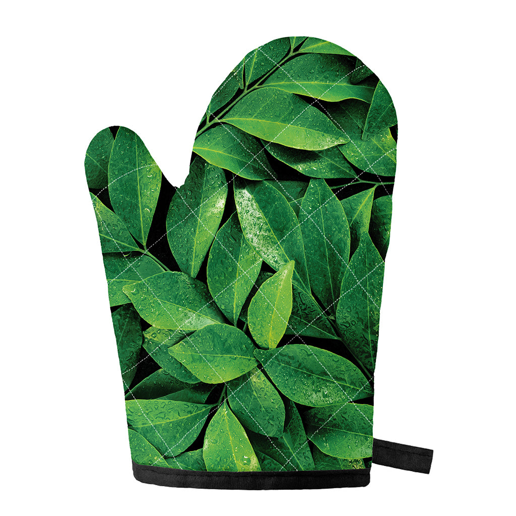 Fresh Green Leaf Print Single Oven Mitt