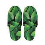 Fresh Green Leaf Print Slippers