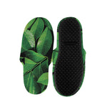 Fresh Green Leaf Print Slippers