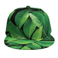 Fresh Green Leaf Print Snapback Cap