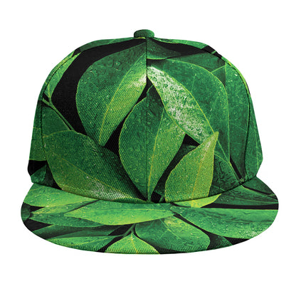 Fresh Green Leaf Print Snapback Cap