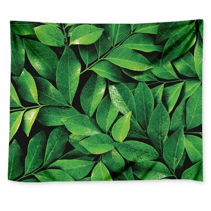 Fresh Green Leaf Print Tapestry