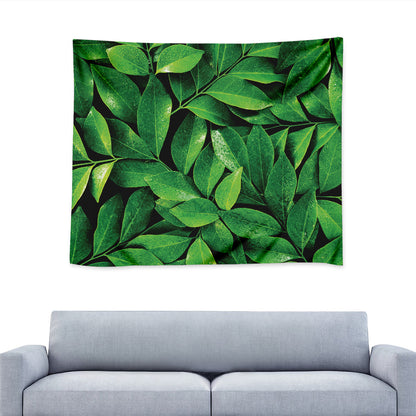 Fresh Green Leaf Print Tapestry