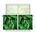 Fresh Green Leaf Print Tier Curtains