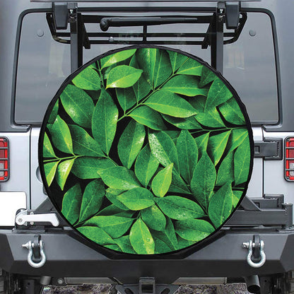 Fresh Green Leaf Print Tire Cover