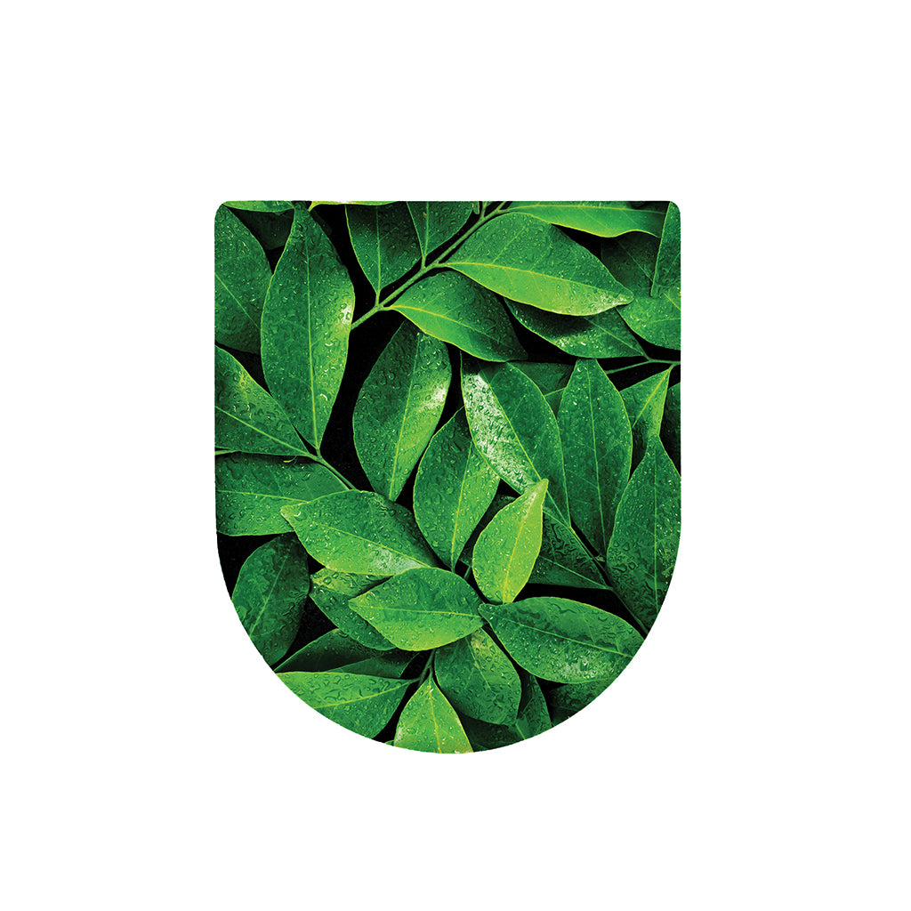 Fresh Green Leaf Print Toilet Lid Cover