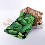 Fresh Green Leaf Print Towel