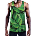 Fresh Green Leaf Print Men's Workout Tank Top