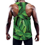 Fresh Green Leaf Print Training Tank Top